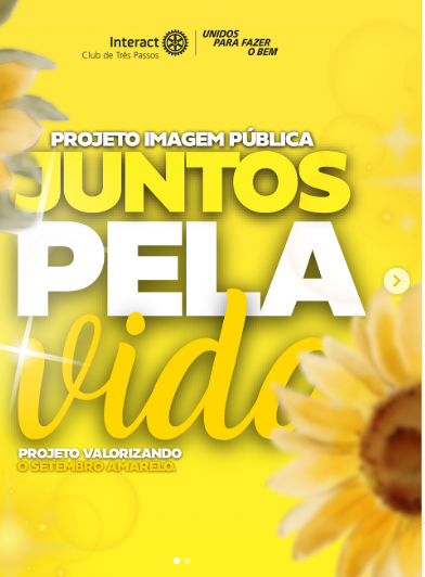Setembro amarelo 💛 Início do projeto “Juntos pela Vida”  Hoje damos início ao nosso projeto de imagem pública Juntos pela Vida, em prol do setembro amarelo, mês de prevenção ao suicídio e valorização da vida.  Assim como os girassóis seguem a luz do sol, somos convidados a buscar a esperança e enxergar a vida com novos olhos. O girassol representa alegria, energia e força para continuar, mesmo nos dias difíceis, sendo um símbolo que se conecta perfeitamente ao setembro amarelo.  Durante todo o mês, traremos postagens semanais de conscientização, reflexão e apoio, mostrando que falar sobre saúde mental é um ato de coragem e cuidado.  Que possamos sempre lembrar: mesmo quando as nuvens escondem o sol, a luz continua existindo. E a vida sempre vale a pena 💛  Com carinho, Interact Club de Três Passos!!💛  #paratodosverem: Esse post possui legenda alternativa para promover a inclusão social, para acessá-lo basta ativar as funções de acessibilidade em seu celular.  #SetembroAmarelo #JuntosPelaVida #ValorizaçãoDaVida #InteractBrasil #distrito4660 #interacttpfazadiferença #mdiointeractbrasil