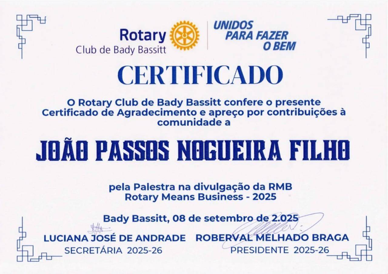 Rotary Means Business (RMB) no Distrito 4480 Visita Rotary Club de Bady Bassitt