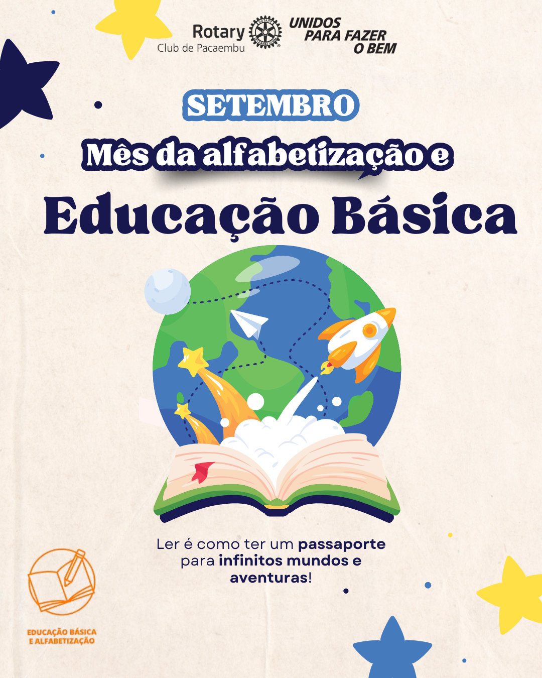 📚✨ Setembro é o mês em que o Rotary destaca a importância da alfabetização e da educação básica.