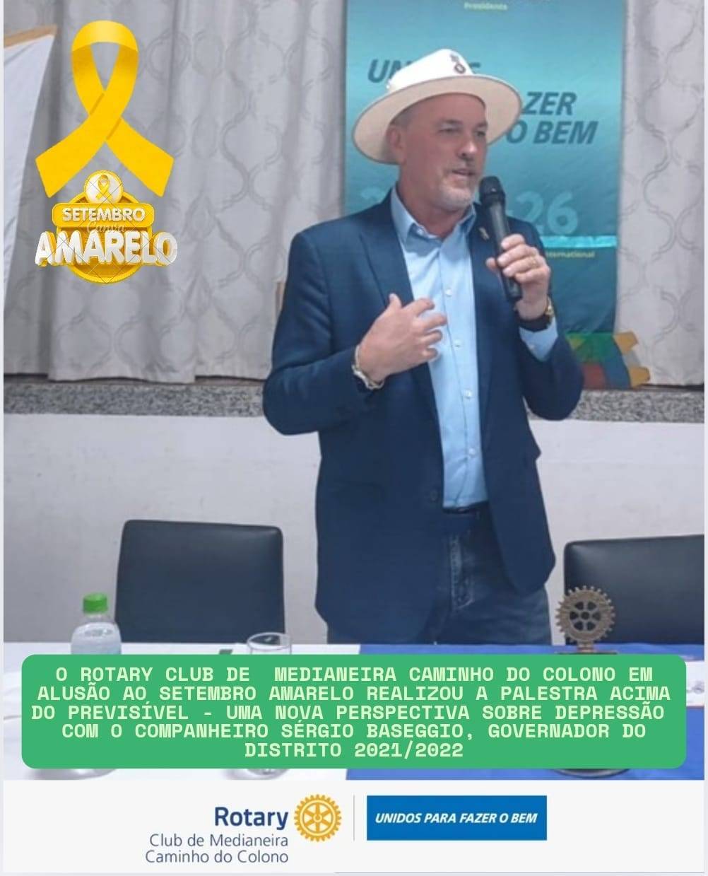 Rotary Club de Medianeira Caminho do Colono, realiza Palestra em alusão ao Setembro Amarelo, com a presença dos Clubs da Área VII