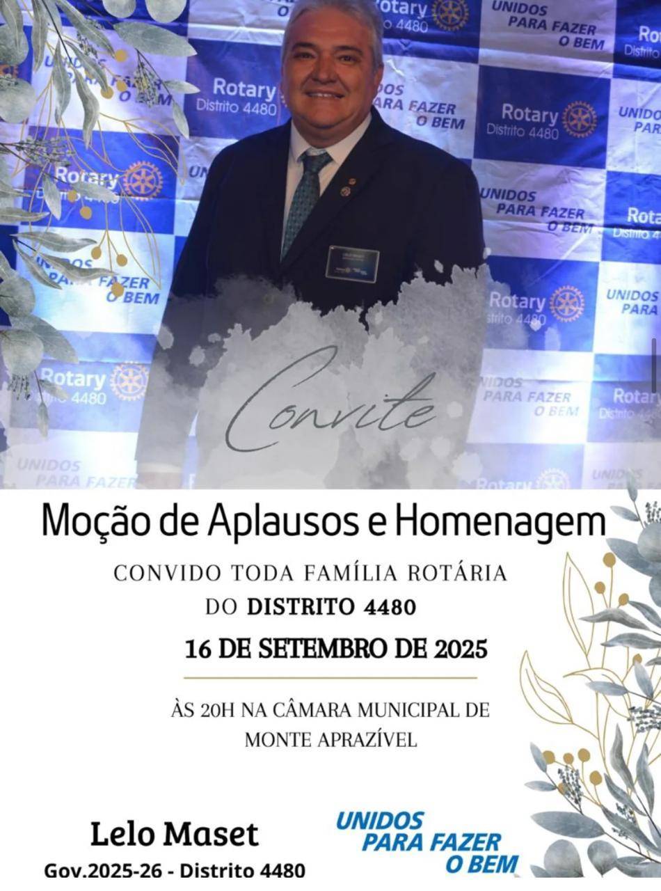 O  Governador Lelo Maset Receberá Homenagem na Câmara Municipal de Monte Aprazível.