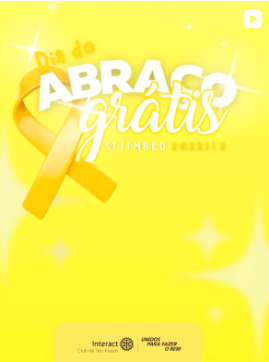 Dia do Abraço Grátis💛💛  Hoje tivemos a alegria de realizar um projeto muito especial em prol do Setembro Amarelo, o Abraço Grátis. Um gesto simples que carrega um enorme significado, pois nunca sabemos o quanto um abraço pode transformar o dia de alguém. É nesses pequenos atos que lembramos a importância de espalhar amor, acolhimento e esperança.  Foi emocionante poder transmitir carinho e reforçar que ninguém está sozinho. Cada abraço foi um lembrete de que a vida vale a pena ser vivida e de que juntos somos mais fortes.  Com carinho, Interact Club de Três Passos💛  #AbraçoGrátis #SetembroAmarelo #VocêNãoEstáSozinho #ValorizeAVida #UnidosParaFazerOBem #ICTrêsPassos #InteractClub