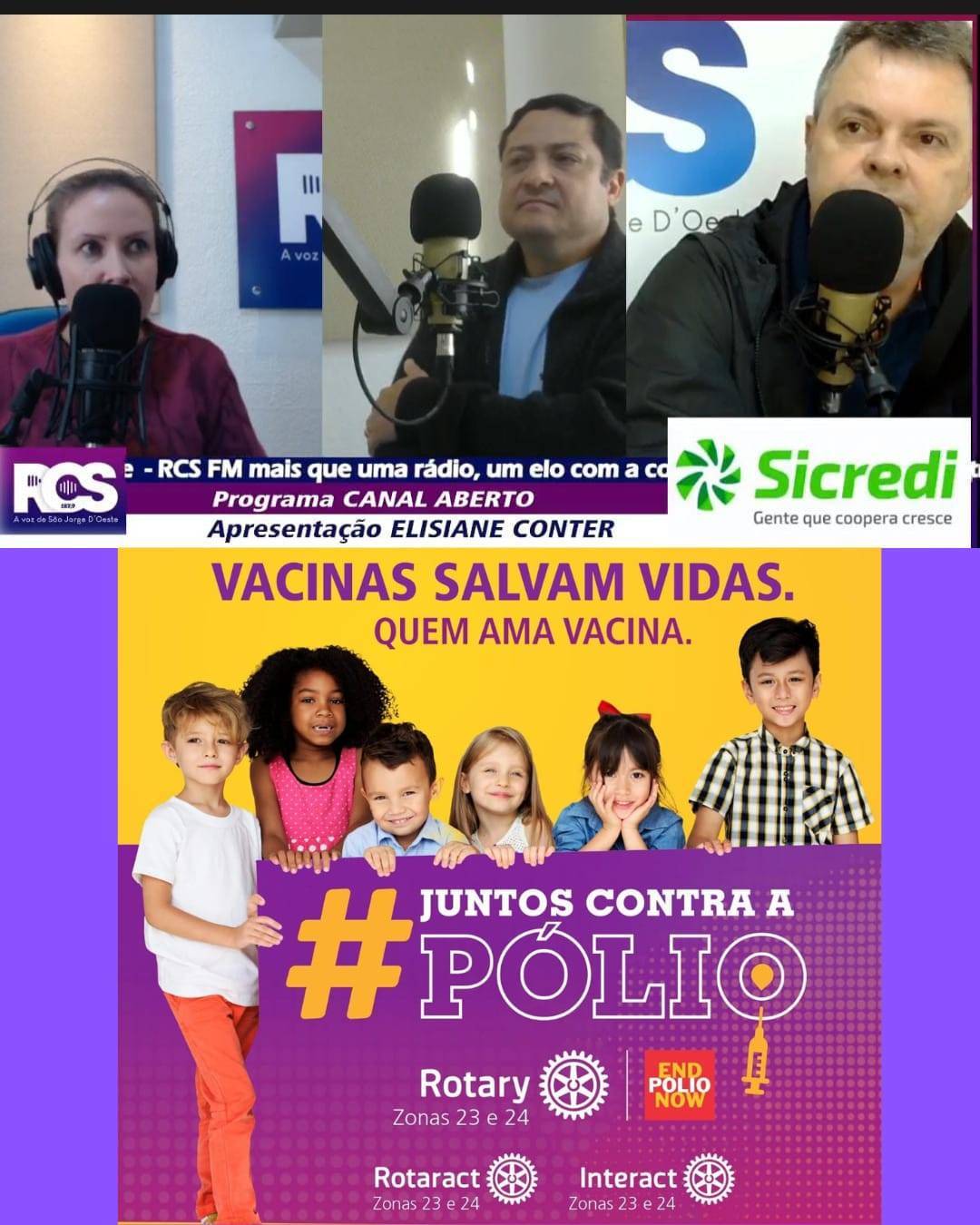 Presidente Cleiton e Companheiro Iran em entrevista a radialista Elisiane Conter da RCS FM no programa Canal Aberto.