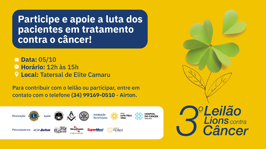  Rotary Club de Uberlândia Sul e Casa da Amizade contribuíram com cafés especiais no 3º Leilão Lions Contra o Câncer, fortalecendo a união entre Rotary, Lions e Maçonaria em prol da vida.
