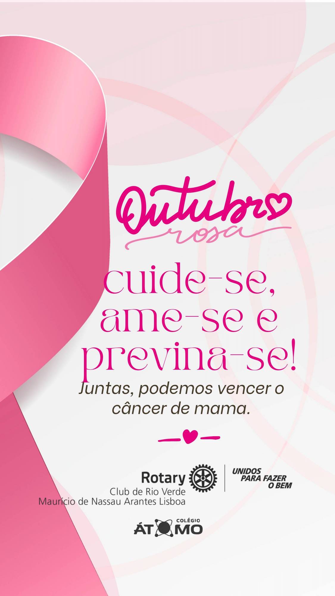 Em comemoração ao Outubro Rosa, o Rotary Club Maurício de Nassau Arantes Lisboa promoveu uma ação de conscientização no Colégio Átomo. 