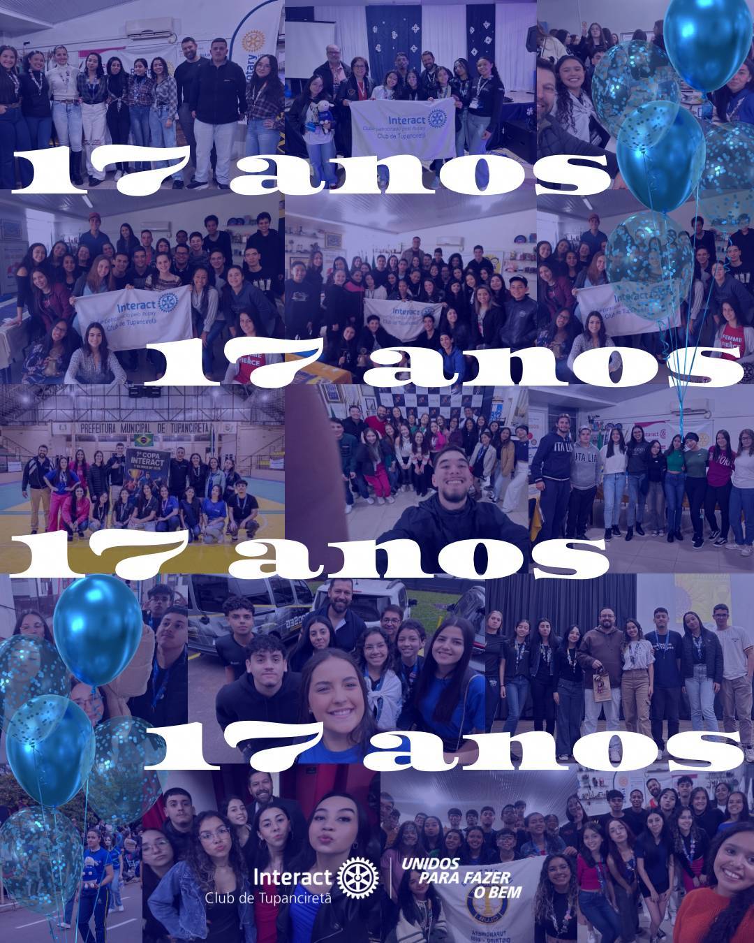 Hoje celebramos os 17 anos de Interact Club de Tupanciretã, 17 anos de amizades que se tornaram família, de projetos que transformaram realidades e de jovens que acreditam no poder do bem!   Cada sorriso, cada ação e cada parceria marcaram uma trajetória construída com dedicação, empatia e companheirismo. Somos movidos pelo desejo de fazer a diferença, de levar esperança e de inspirar outros a sonhar com um mundo melhor.   Que venham muitos mais anos de conquistas, aprendizados e momentos inesquecíveis. Porque quando estamos unidos para fazer o bem, não há limites para o que podemos alcançar!    •17/10  Com carinho, Interact Club de Tupanciretã! 💙  《》《》《》《》《》《》《》《》《》《》《》  #paratodosverem : Este post possui legenda alternativa para promover a inclusão social, para ter acesso basta ativar as funções de acessibilidade em seu celular.  #distrito4660 #interactbrasil #unidosparafazerobem