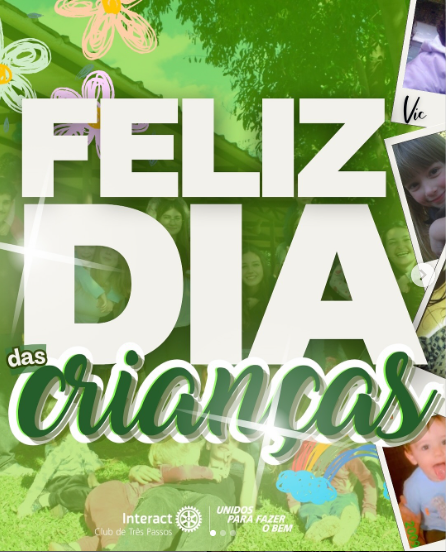 Feliz Dia das Crianças 💚  O Dia das Crianças é um momento de celebração e alegria. É tempo de valorizar a fase dos sorrisos sinceros, das brincadeiras na rua, das amizades verdadeiras e da diversão sem fim. Ser criança é viver com leveza, imaginar sem limites e encontrar felicidade nas pequenas coisas. Todos nós guardamos dentro de nós uma criança eterna, que nos recorda a pureza, a esperança e a beleza de viver. Essa fase permanecerá para sempre viva em nossas melhores memórias.  Com carinho, Interact Club de Três Passos!! 💚  #paratodosverem: este post possui legenda alternativa para promover a inclusão social. Para ativá-la, basta ajustar as configurações de acessibilidade no seu celular.  #DiaDasCrianças#EssênciaDaInfância #CriançaInterior#MemóriasQueEncantam #AlegriaDeViver
