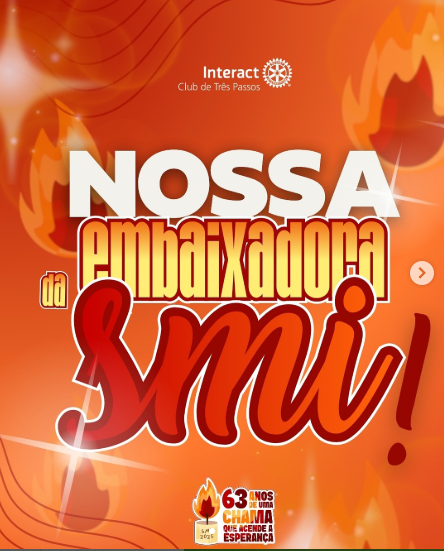 Embaixadora da SMI!! 🔥  Neste ano, temos a alegria de contar com a Luiza Garmatz como nossa Embaixadora da SMI! 🧡 Lu, temos certeza de que vais nos representar com muita dedicação, carinho e amor pelo Interact!  Que esta edição da SMI seja marcada por aprendizado, união e grandes momentos! Te amamos, Luiza! 🧡  Com carinho, Interact Club de Três Passos!! 🔥  #paratodosverem : Esse post possui legenda alternativa para promover a inclusão social, para acessá-la basta mudar as configurações em acessibilidade no seu celular.  #SMI2025 #InteractTresPassos #ChamaQueAcendeAEesperança #InteractBrasil #SemanaMundialDoInteract
