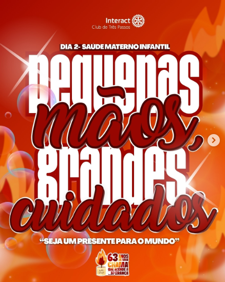 2º dia da SMI — Pequenas Mãos, Grandes Cuidados ❤️  Realizamos hoje o 2º dia com o projeto “Pequenas Mãos, Grandes Cuidados”, na Escola Érico Veríssimo, às 14h, com a turma do 2º ano.  O projeto teve como objetivo conscientizar as crianças sobre a importância da higiene das mãos, através de uma palestra e uma dinâmica educativa e interativa.  Ao final, foram entregues balas como forma de agradecimento e incentivo pela participação. ❤️  Com carinho, Interact Club de Três Passos!! 🔥  #paratodosverem : Esse post possui legenda alternativa para promover a inclusão social, para acessá-la basta ativar as funções de acessibilidade em seu celular.  #SMI #2DiaSMI #PequenasMãosGrandesCuidados #InteractEmAção #ServirTransforma #ProjetoComPropósito