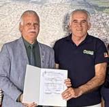 Recebendo boas-vindas do prefeito Valdomiro