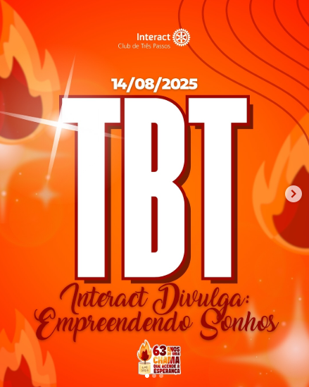 TBT Interact Divulga: Empreendendo Sonhos 🔥  Esse TBT é de um projeto muito querido pelo Interact Club de Três Passos, premiado com o 2º lugar no Concurso Distrital de Projetos da gestão 2024-2025 e que segue com continuidade e sustentabilidade na gestão 2025-2026.  O”Interact Divulga: Empreendendo Sonhos” tem como objetivo valorizar e divulgar pequenos empreendedores locais, oferecendo mais visibilidade aos seus negócios e, assim, contribuindo para o desenvolvimento da comunidade. O projeto reforça o compromisso do Interact com o crescimento e o fortalecimento da nossa cidade.  Com carinho, Interact Club de Três Passos 🧡  #paratodosverem: este post possui legenda alternativa para promover a inclusão social. Para ativá-la, basta ajustar as configurações de acessibilidade no seu celular.  #InteractDivulga #EmpreendendoSonhos #InteractTresPassos #DesenvolvimentoComunitario #ProjetosQueTransformam