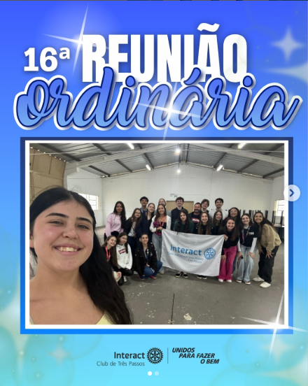 16ª Reunião Ordinária 🩵  No dia 08/11 às 14h , realizamos nossa 16ª reunião ordinária, conduzida pela nossa presidente Luísa Sbaraini! A reunião foi produtiva e conseguimos resolver todos os assuntos do clube e alinhar nossos próximos passos.  Logo após, tivemos uma dinâmica de DQA super divertida, onde integramos os cargos aos integrantes, reforçando o espírito de equipe e integração entre todos 🩵  Com carinho, Interact Club de Três Passos! 🩵  #paratodosverem:Esse post possui legenda alternativa para promover a inclusão social, para acessá-la basta ativar as funções de acessibilidade no seu celular.  #InteractBrasil #distrito4660 #interacttpfazadiferença #mdiointeractbrasil