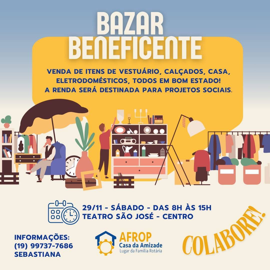 BAZAR BENEFICENTE AFROP E ROTARYS CLUBS