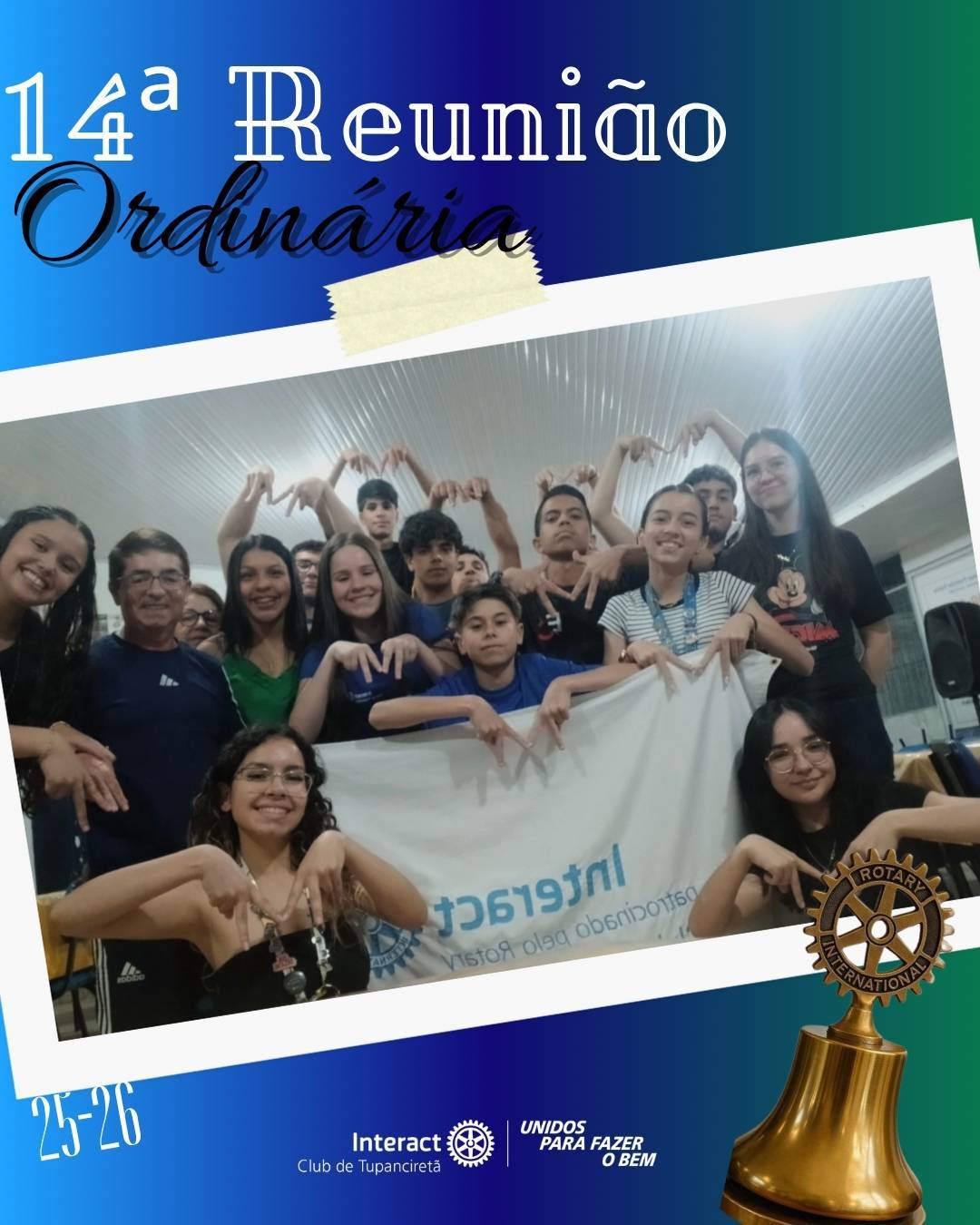 No dia 13/11, realizamos a décima quarta reunião ordinária da gestão 25-26, sob o lema “Unidos para fazer o bem”.  Discutimos diversas pautas e planejamos ações que refletem nosso compromisso com a comunidade.  Pautas: • Integração com o Rotary; • ⁠Feira do Interact; • Venda de água — 22/11, na pista de skate da nossa cidade; • Projeto de Natal; • Corrida do Interact.  Com carinho, Interact Club de Tupanciretã! 💙  《》《》《》《》《》《》《》《》《》《》《》  #paratodosverem : Este post possui legenda alternativa para promover a inclusão social, para ter acesso basta ativar as funções de acessibilidade em seu celular.  #distrito4660 #interactbrasil #unidosparafazerobem