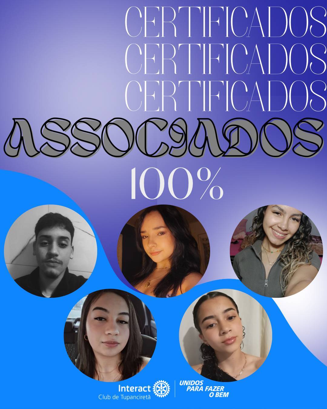 Reconhecemos com orgulho nossos associados que se destacaram neste trimestre! Cada presença, cada colaboração e cada gesto de compromisso mostram o quanto vocês fazem a diferença dentro do nosso clube. Ser 100% não é apenas estar, é participar, contribuir, crescer e fortalecer o Interact todos os dias.  Parabéns por representarem tão bem o espírito de dedicação e propósito que move nosso clube.   Com carinho, Interact Club de Tupanciretã! 💙  《》《》《》《》《》《》《》《》《》《》《》  #paratodosverem : Este post possui legenda alternativa para promover a inclusão social, para ter acesso basta ativar as funções de acessibilidade em seu celular.  #distrito4660 #interactbrasil #unidosparafazerobem