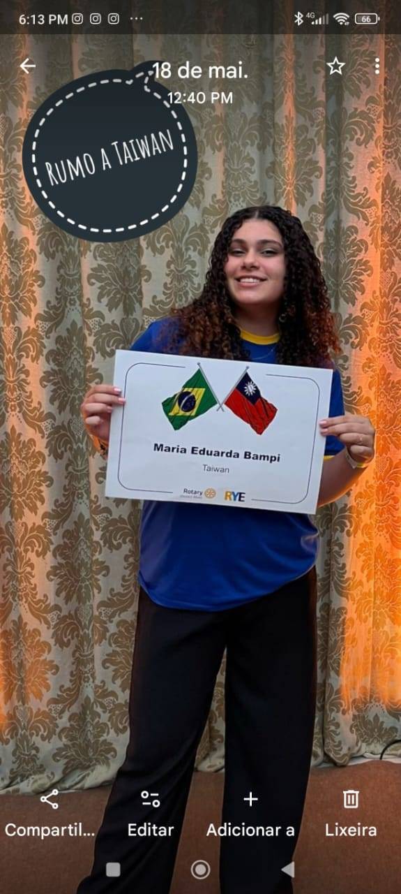 INTERCÂMBIO TAIWAN DE MARIA EDUARDA BAMPI DO NASCIMENTO DO ROTARY CLUB DE MEDIANEIRA RIO ALEGRIA.