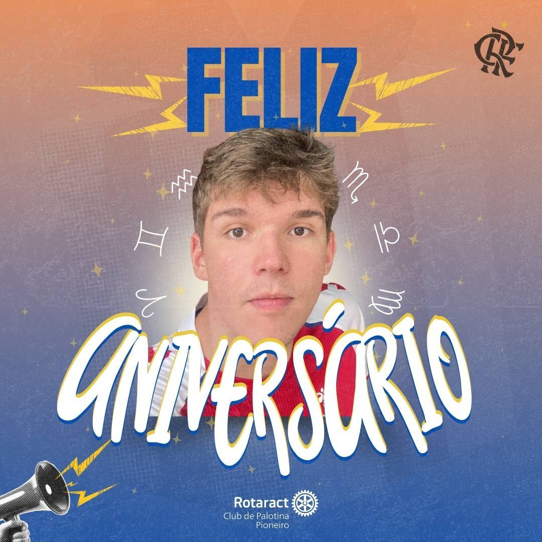 Hoje é dia de celebrar! Nosso companheiro Arthur Stange está soprando as velinhas 🥳✨  Agradecemos por todo o tempo dedicado ao clube, pela disposição em ajudar e pelo espírito de servir sempre presente.  Parabéns, Arthur! Que essa nova etapa seja repleta de conquistas, alegrias e muito sucesso! 🎂🎁