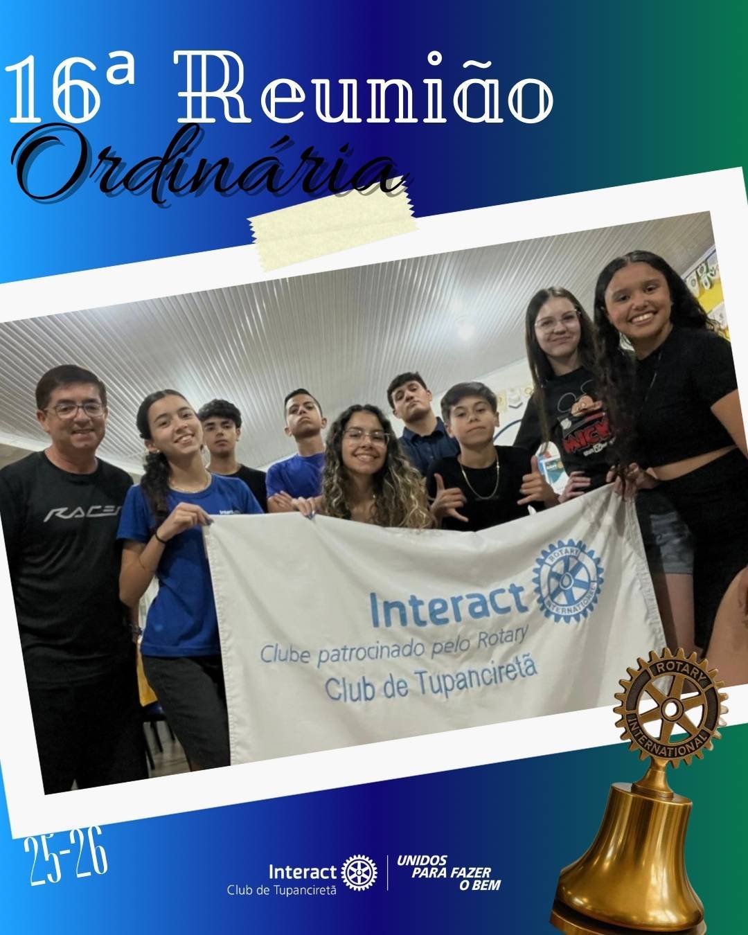 No dia 11/12, realizamos a décima sexta reunião ordinária da gestão 25-26, sob o lema “Unidos para fazer o bem”.  Discutimos diversas pautas e planejamos ações que refletem nosso compromisso com a comunidade.  Pautas: •Entrevista com a rádio para informar o que é o Interact; •Dia do Convidado •Candidatura para o Simularact; •Projeto de Natal; •Festiva de encerramento — dia 18/12.  Com carinho, Interact Club de Tupanciretã! 💙  《》《》《》《》《》《》《》《》《》《》《》  #paratodosverem : Este post possui legenda alternativa para promover a inclusão social, para ter acesso basta ativar as funções de acessibilidade em seu celular.  #distrito4660 #interactbrasil #unidosparafazerobem