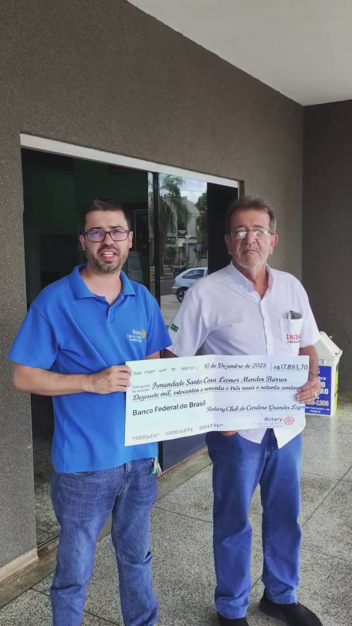 Rotary Club de Cardoso Grandes Lagos realiza doação à Santa Casa