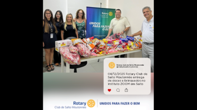 04/12/2025 – Rotary Club de Salto Moutonnée realizou a entrega de doces e brinquedos ao Instituto ZOOM.