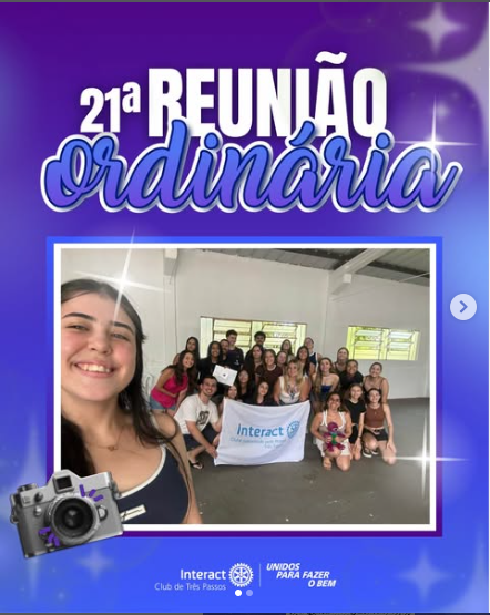 21ª Reunião Ordinária💙  No dia 17 de janeiro, às 14h, realizamos nossa 21ª Reunião Ordinária na sede do Rotary, em um momento de organização, troca de ideias e integração entre os associados.  Após a reunião, tivemos uma dinâmica de Protocolo: em círculo, cada participante sorteava uma palavra, uma pessoa iniciava a história e, a partir disso, os demais davam continuidade conforme a palavra sorteada. Sempre que a diretora de protocolo dizia “troca”, o sentido da história era invertido, tornando a dinâmica ainda mais divertida, engraçada e interativa.  Com carinho, Interact Club de Três Passos!!!💙  #paratodosverem: Este post possui legenda alternativa para promover a inclusão social. Para acessá-la, basta ativar as configurações de acessibilidade no seu celular.  #InteractBrasil #Distrito4660 #InteractTPFazADiferença #MDIOInteractBrasil
