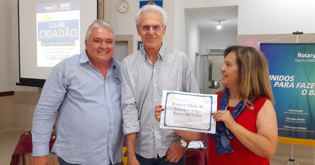 ROTARY CLUB DE VOTUPORANGA NOVO MILÊNIO É CONTEMPLADO COM TÍTULO PAUL HARRIS