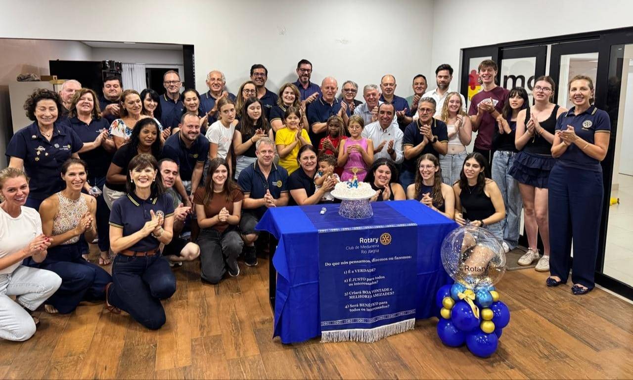 ROTARY CLUB DE MEDIANEIRA RIO ALEGRIA CELEBRA DIA 26/02/2026 34 ANOS DE FUNDAÇÃO,.
