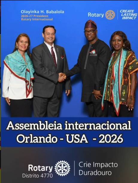 Marcelo e Luciana Góes, casal governador eleito 2026/2027, participaram do encontro mundial de formação de governadores, que apresentou o lema “Crie Impacto Duradouro” para o próximo ano rotário.