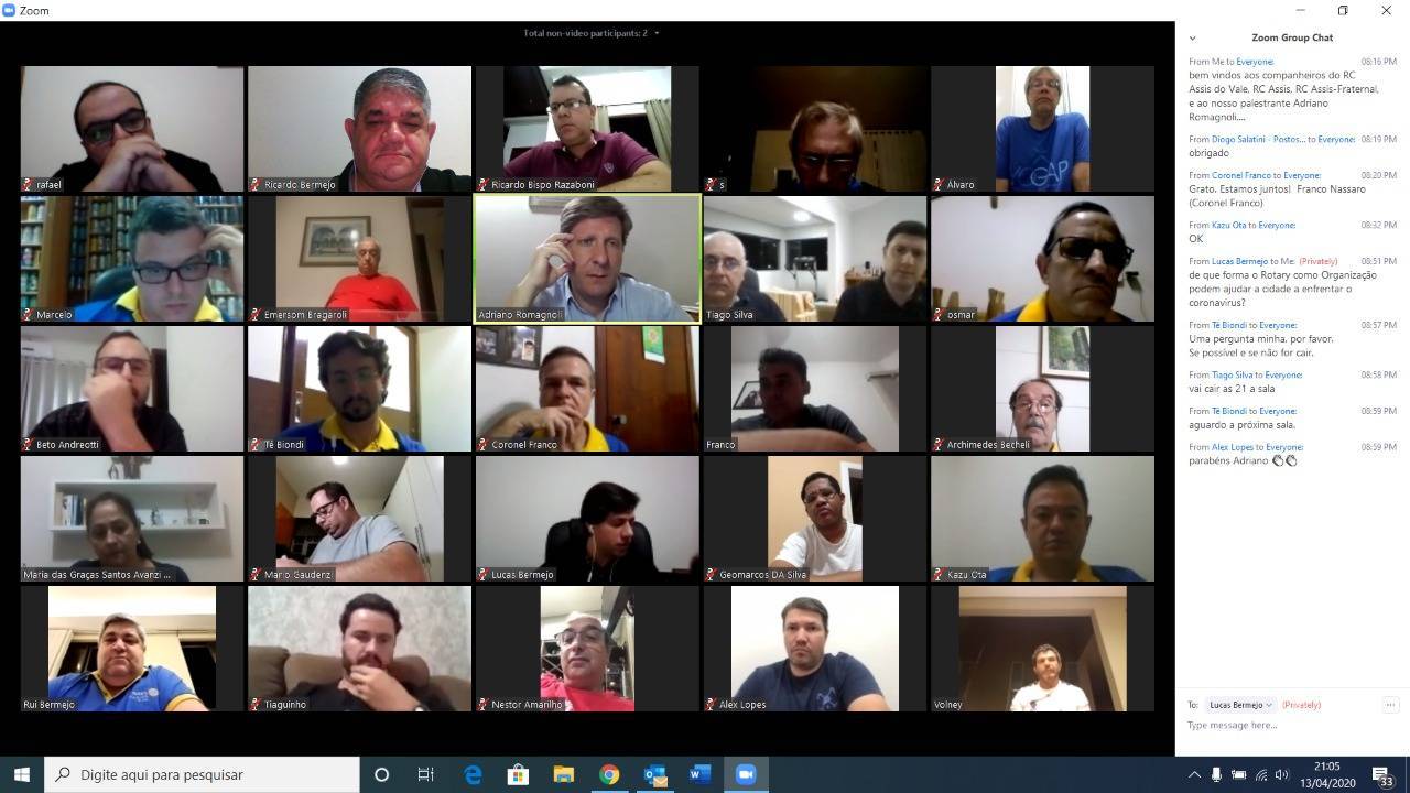 Reunião Virtual realizada pelo Rotary Club de Assis-Norte
