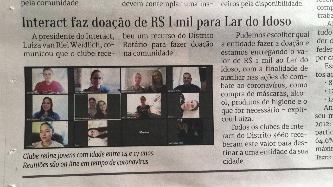 Doação para o Lar do Idoso