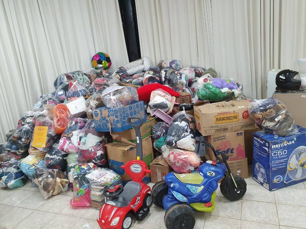 Artigos arrecadados pronto para a entrega