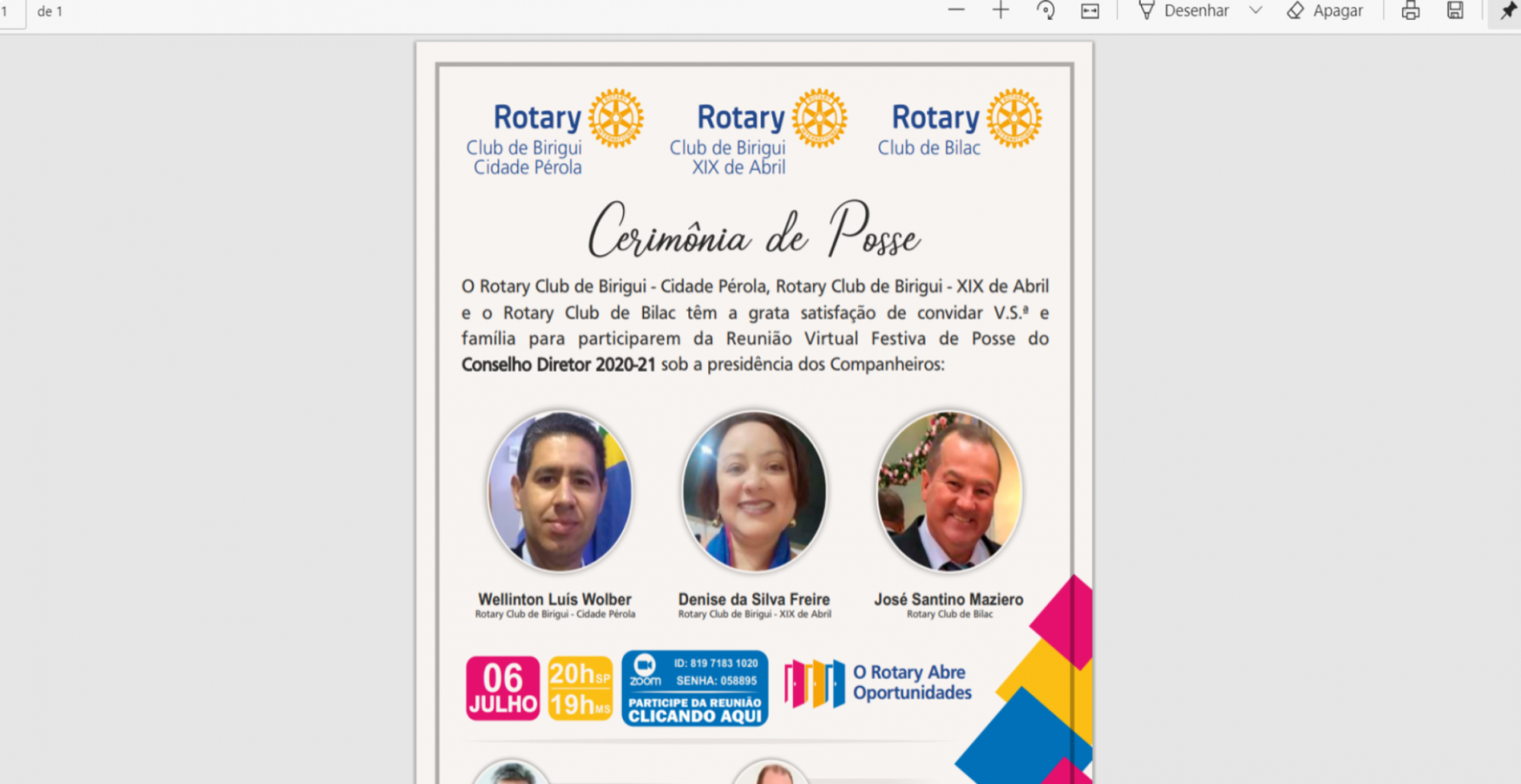 Posse Conselhos Diretores dos RC Bilac, Birigui XIX de Abril e Birigui Cidade Perola