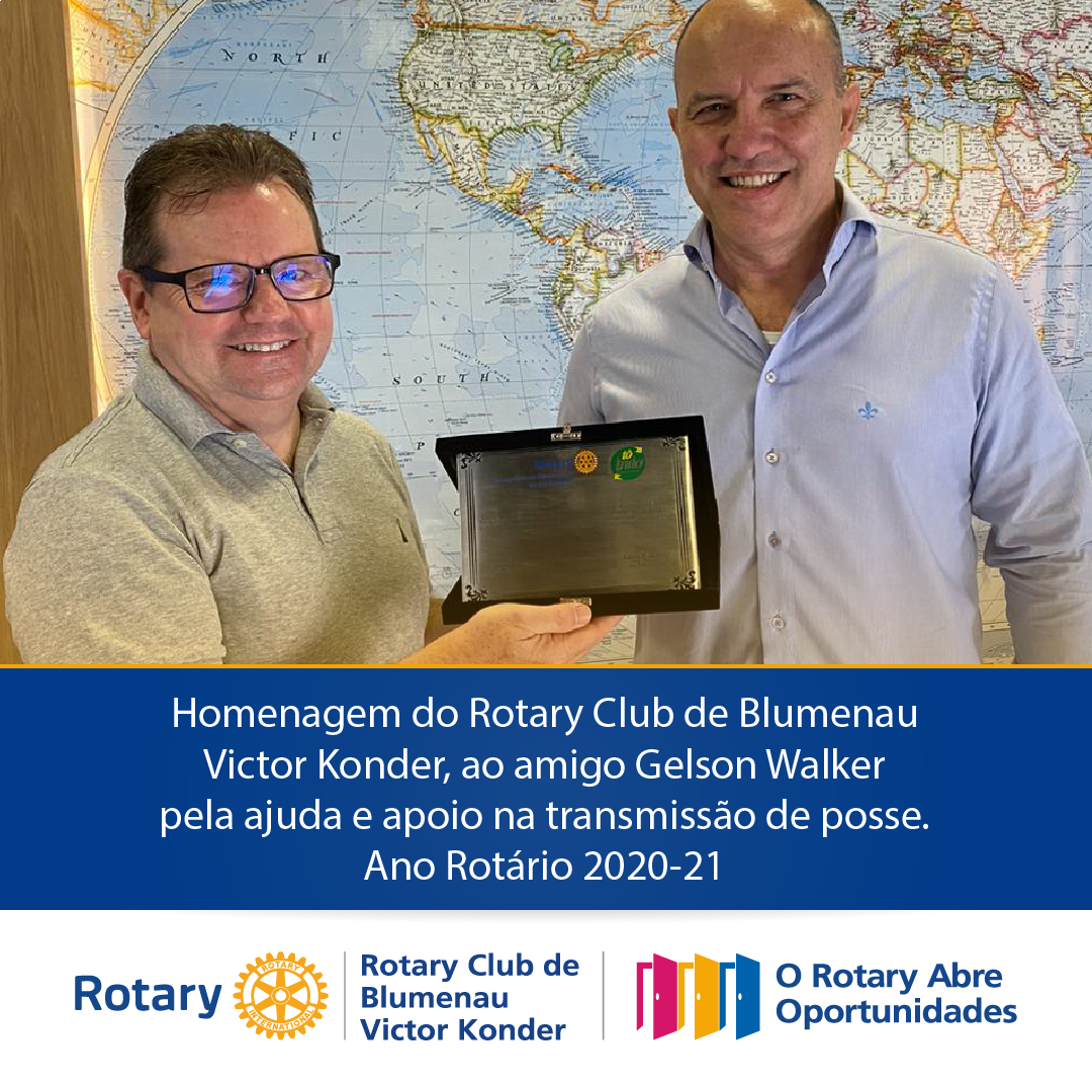 Rotary Club de Blumenau Victor Konder, homenageia empresário Gelson Walker