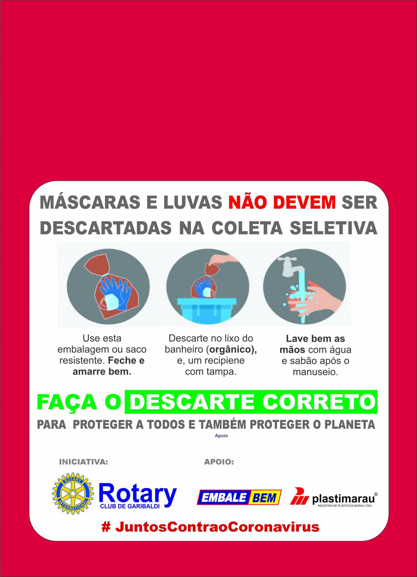Sacos plásticos distribuidos na comunidade