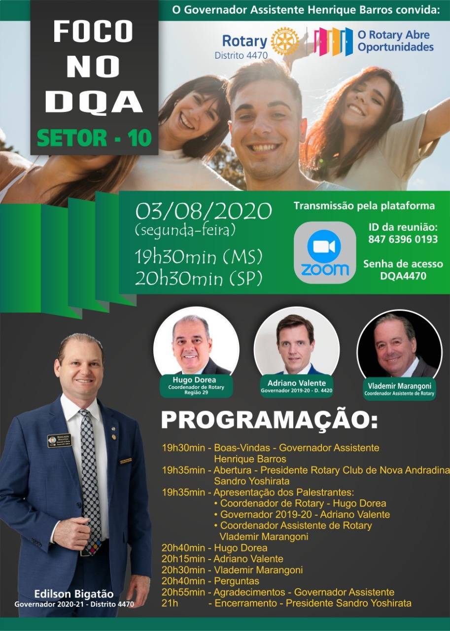 Palestra Foco no DQA - Setor 10 - 03/08/2020 19h30(MS) 20h30(SP) - GA Henrique Barros convida