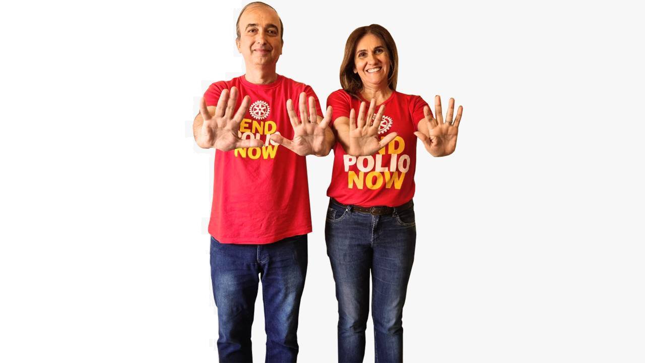 Governador Nestor Amarilho e sua esposa Gisele apoiando a campanha no distrito 4510