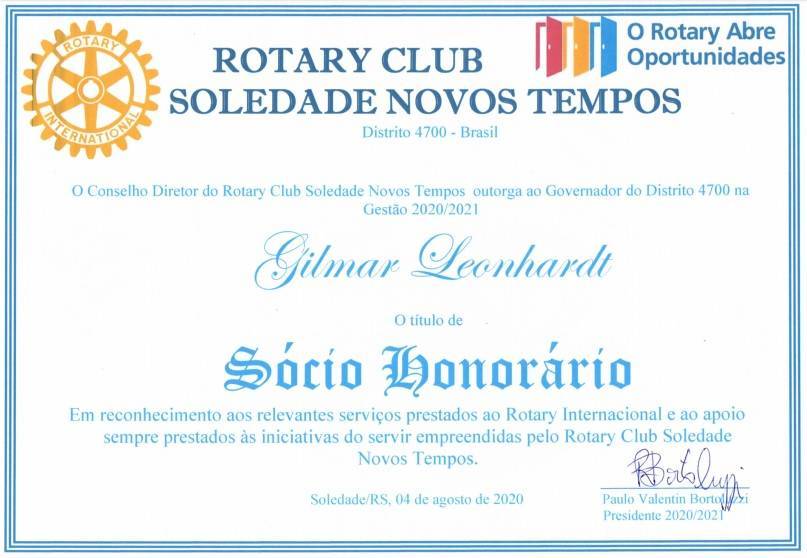 Titulo de Sócio Honorário