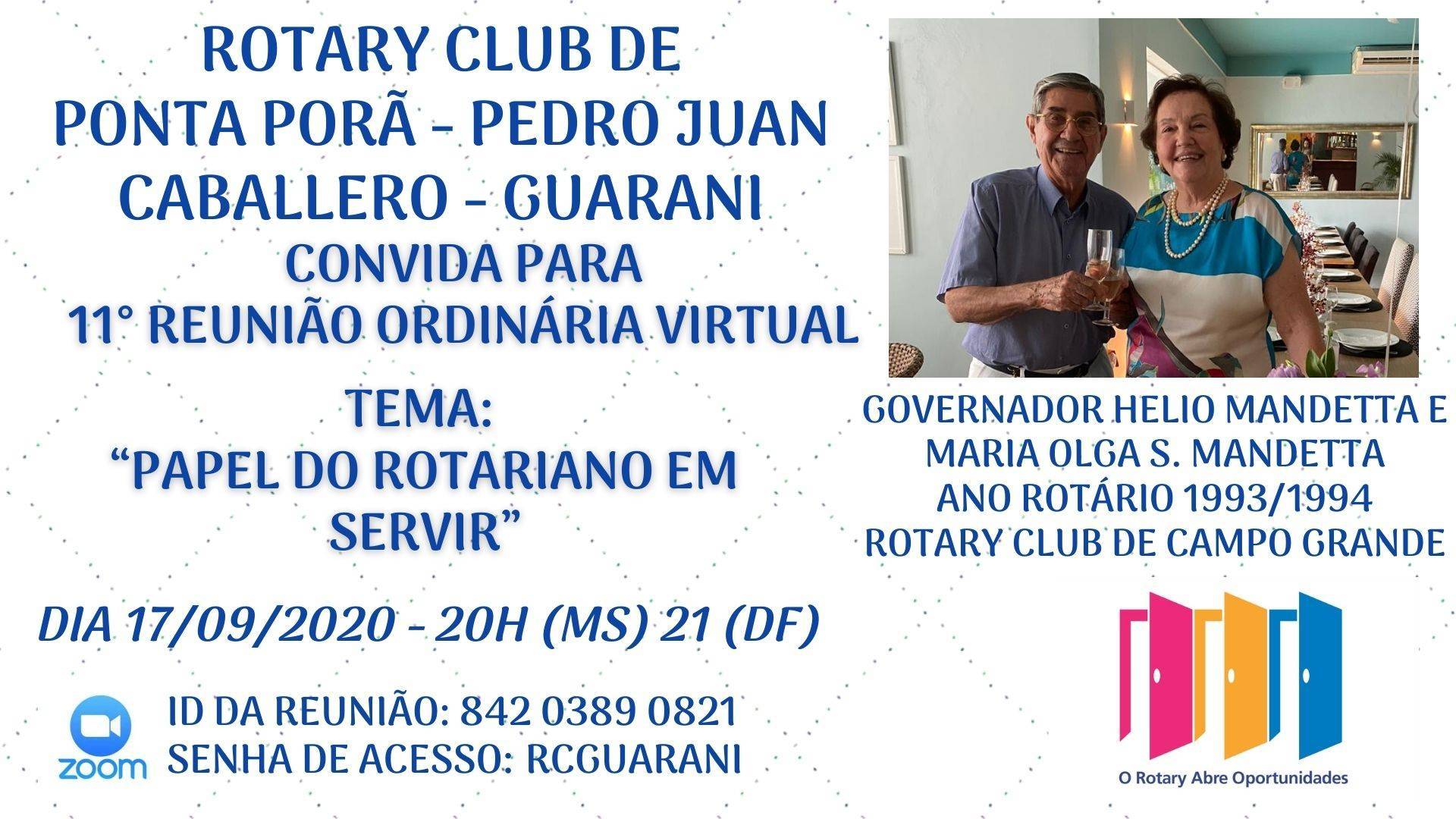 Governador Helio Mandetta e Maria Olga S. Mandetta - Ano Rotário 1993/1994