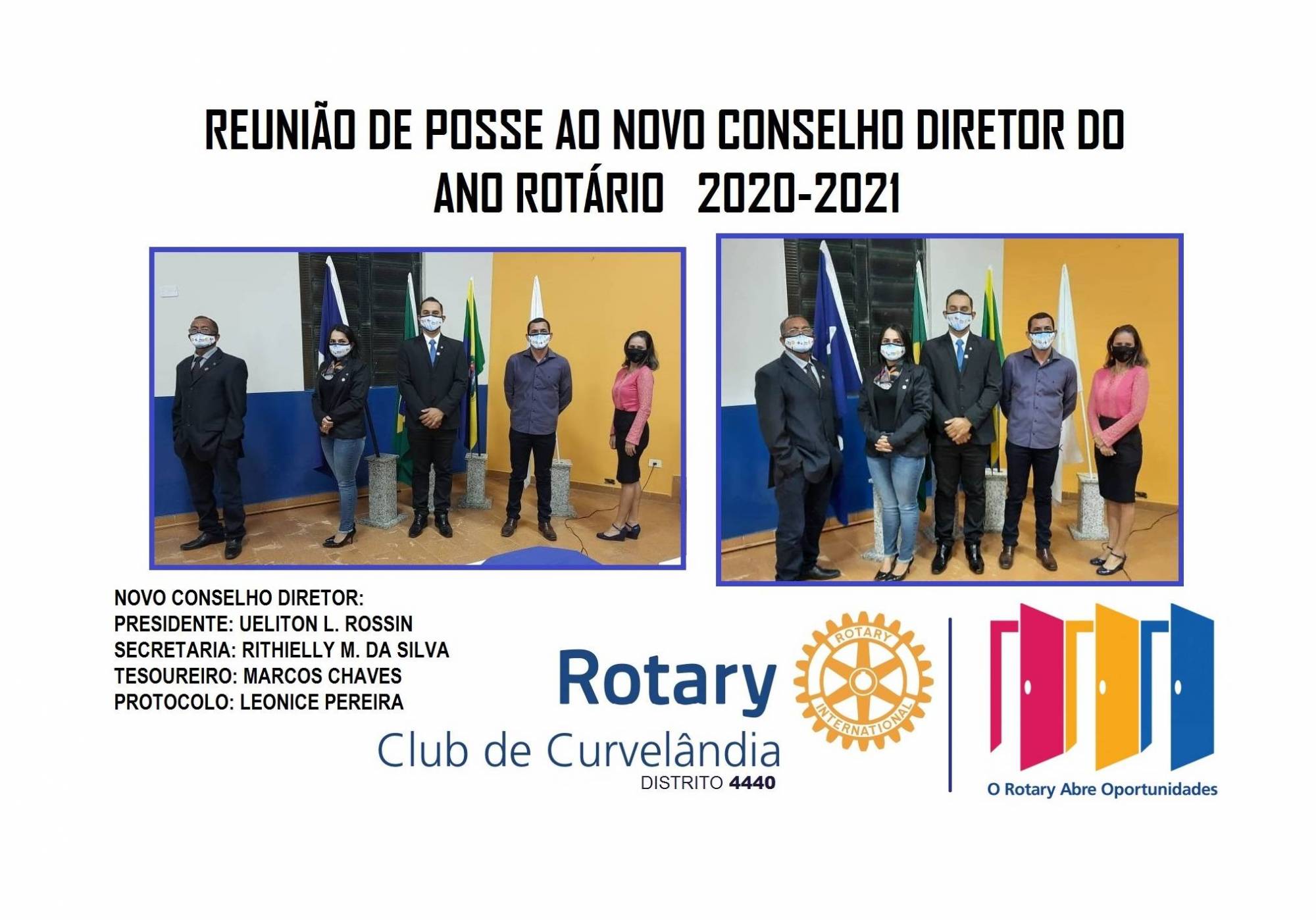 REUNIÃO DE POSSE DO NOVO CONSELHO DIRETOR DO ANO ROTÁRIO 2020-2021