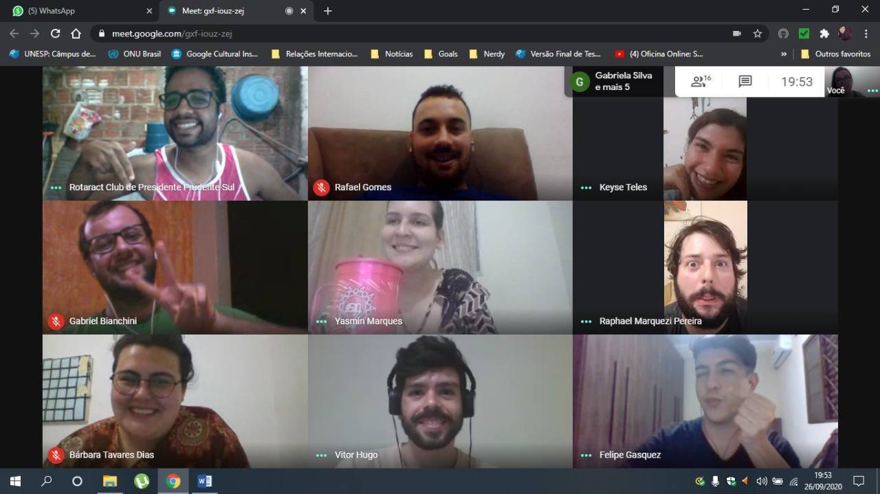 Foto-print da reunião em conjunto dos Rotaracts Marília-Pioneiro e Presidente Prudente Sul.