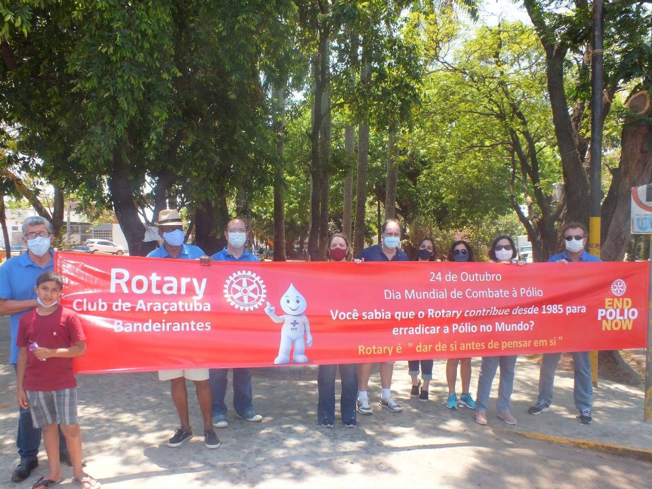 Participação do Rotary Club de Araçatuba Bandeirantes - Campanha Nacional Contra a Pólio e Multivacinação no dia 17/10/2020